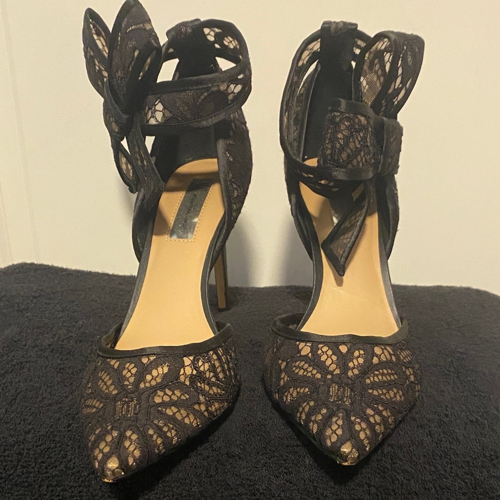 INC International Concepts Black Lace Heels